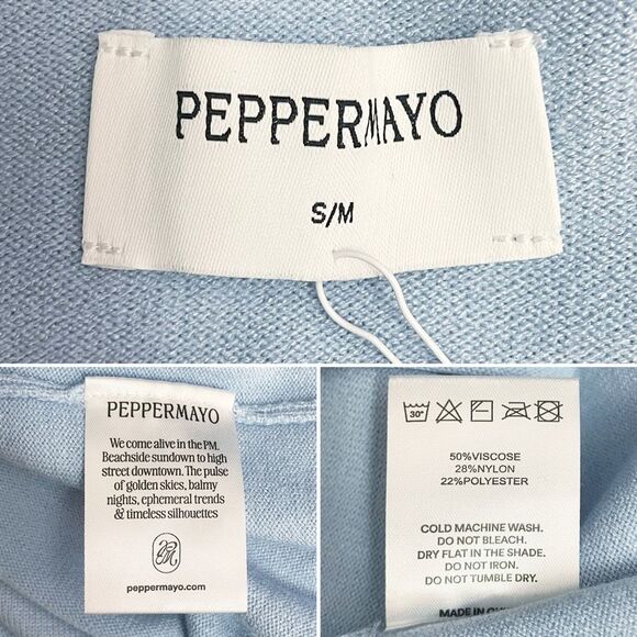 NWT PepperMayo Anastasia Maxi Dress Blue Low Back Twisted Strap Knit Size S/M - Picture 12 of 14